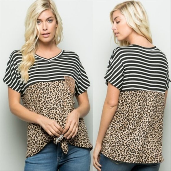 LEOPARD & STRIPED Top - Picture 2 of 4